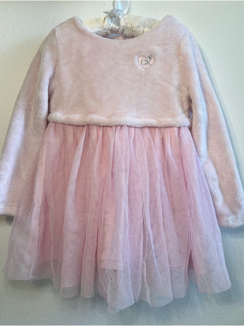 Calvin Klein Jeans Pink Faux Fur Tulle Dress 3T EUC